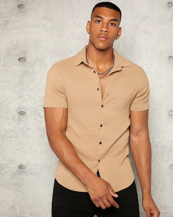 Chiku Colour Imported Casual Wear Short Sleeve Shirt For Men's