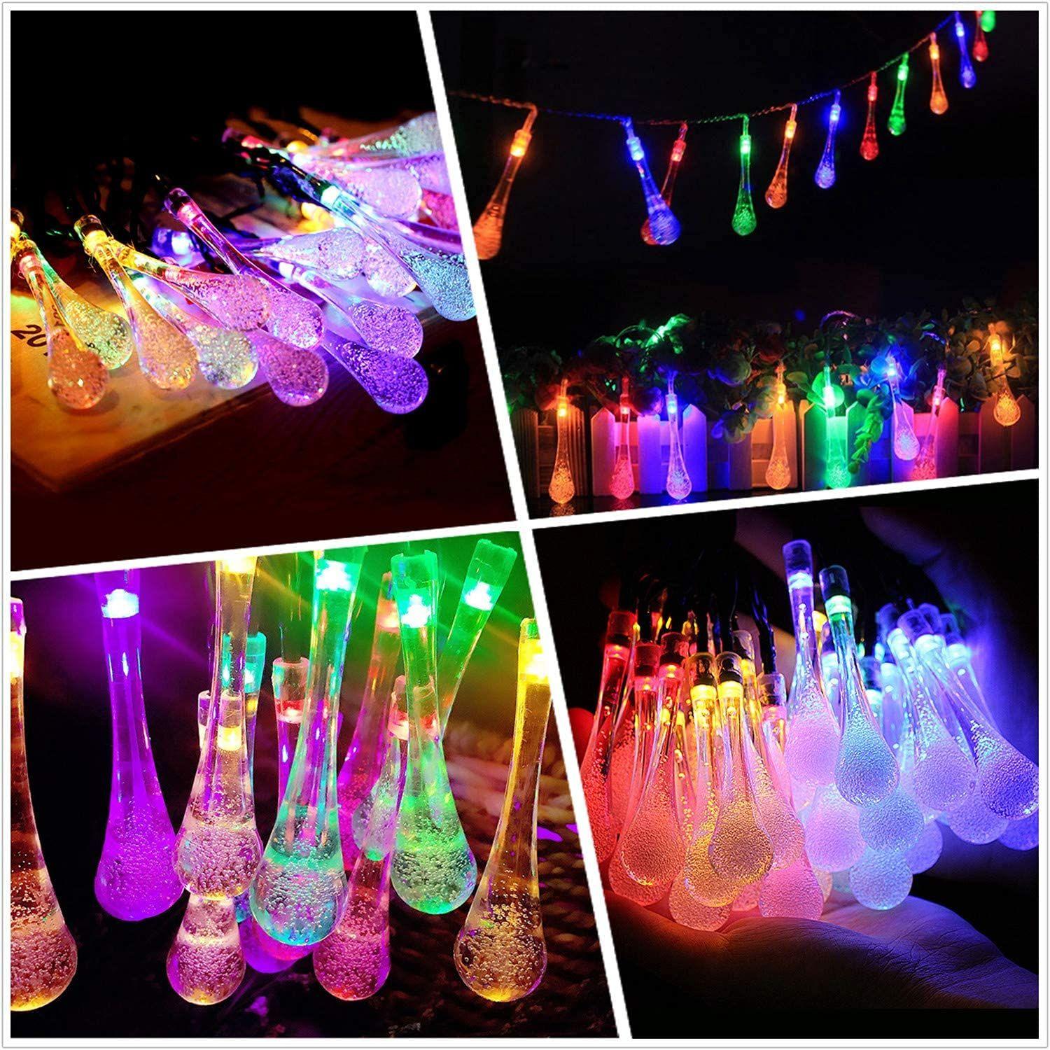 14 LED Waterdrop Shape Decorative String Lights Fairy Lights Crystal (Multicolor)